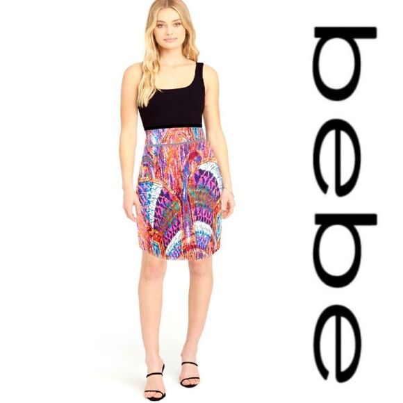Bebe Colorful Fitted Pencil Skirt - Picture 1 of 9